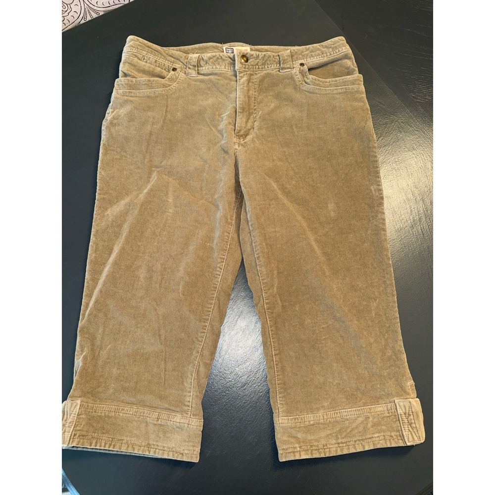 Corduroy Cropped Pants Womens 16 Camel Snap Ankle BOGO Hippie Vibes Festival Fun